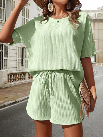 Evie - Conjunto casual de waffle para mulheres