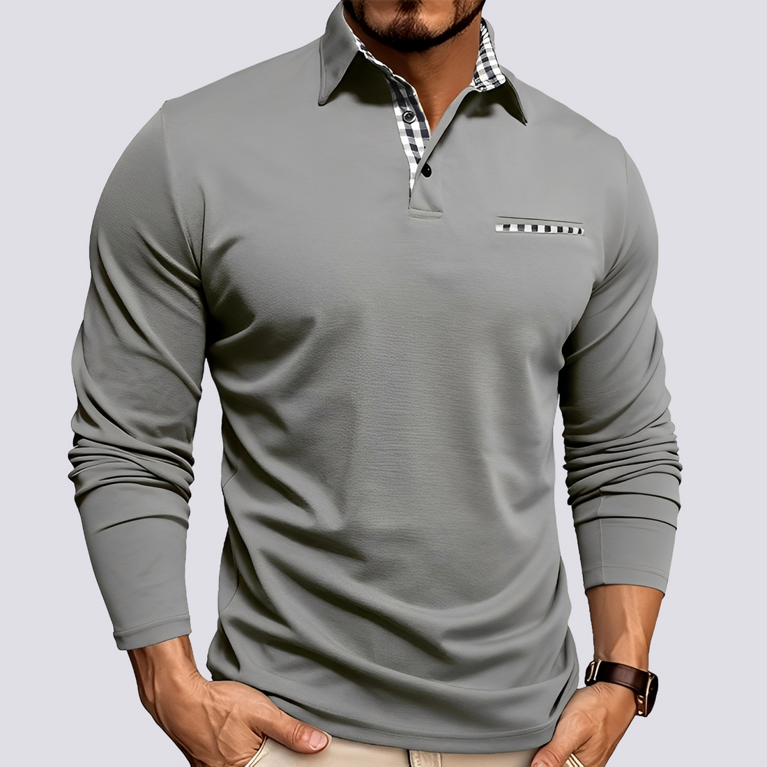 Mark – Camisa polo para homem – camisa de manga comprida casual