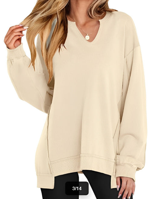 Maggie - Casual pulôver listrado com decote V para mulheres