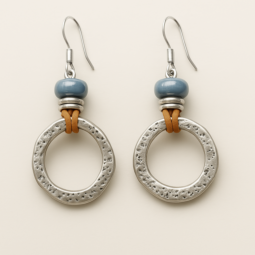 Mira – Brincos em círculo prateados de estilo boho-vintage