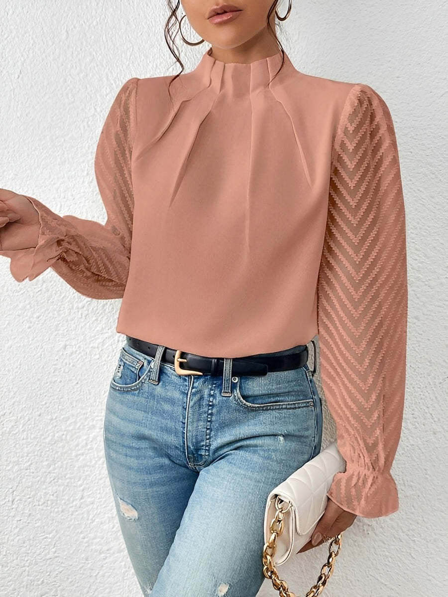 Bella - Blusa de Chiffon de Manga Longa