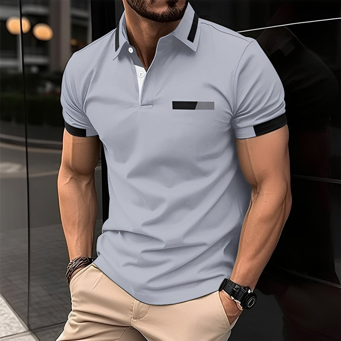 Julian - Polo estiloso e esportivo com gola de lapela para homens