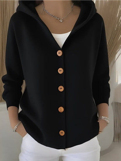 Ryanne - Cardigan Casual de Manga Comprida com Capuz para Mulheres