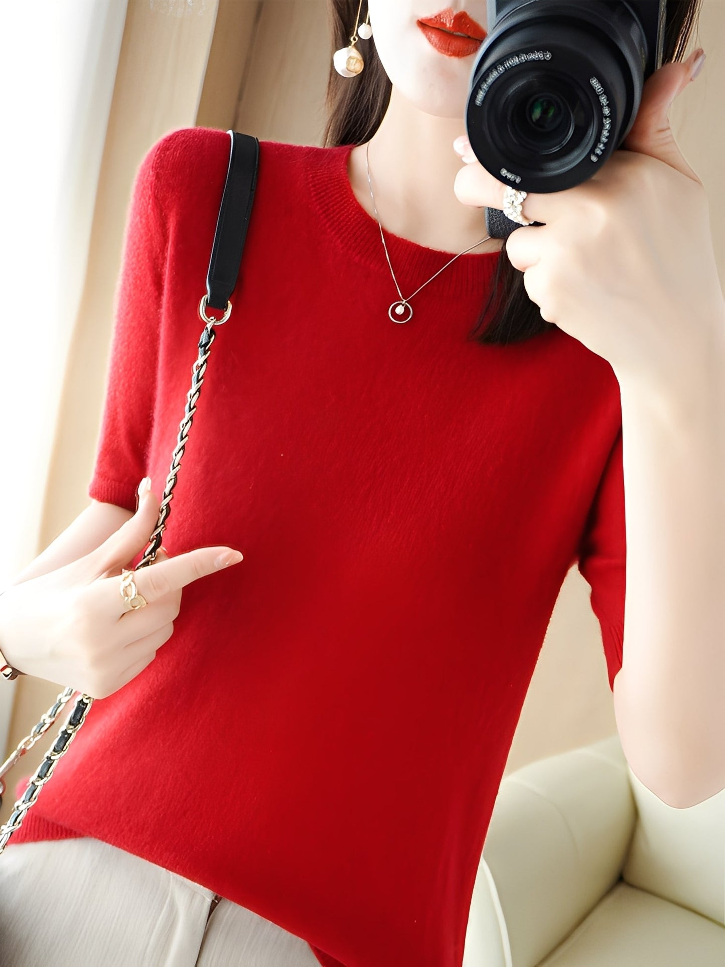 Blandine - Camisola de mangas curtas para mulher