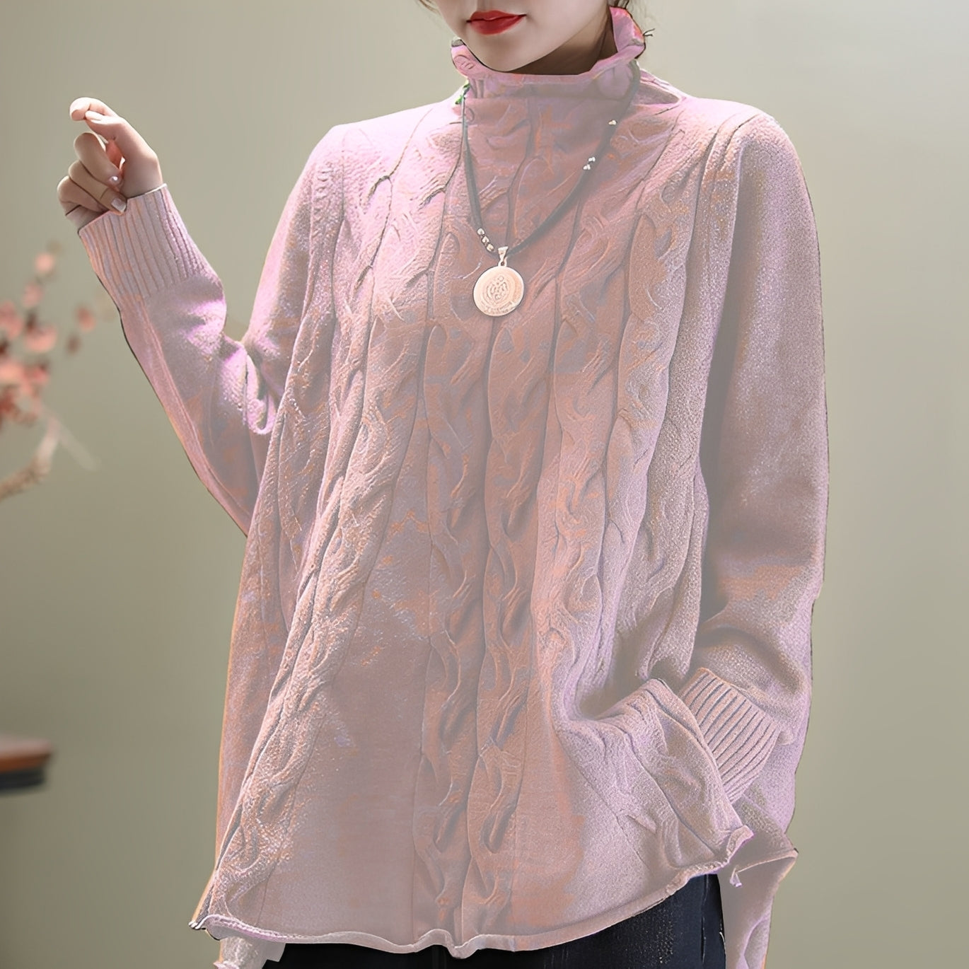 Carla - Pulôver Gola Alta Solto para Mulheres