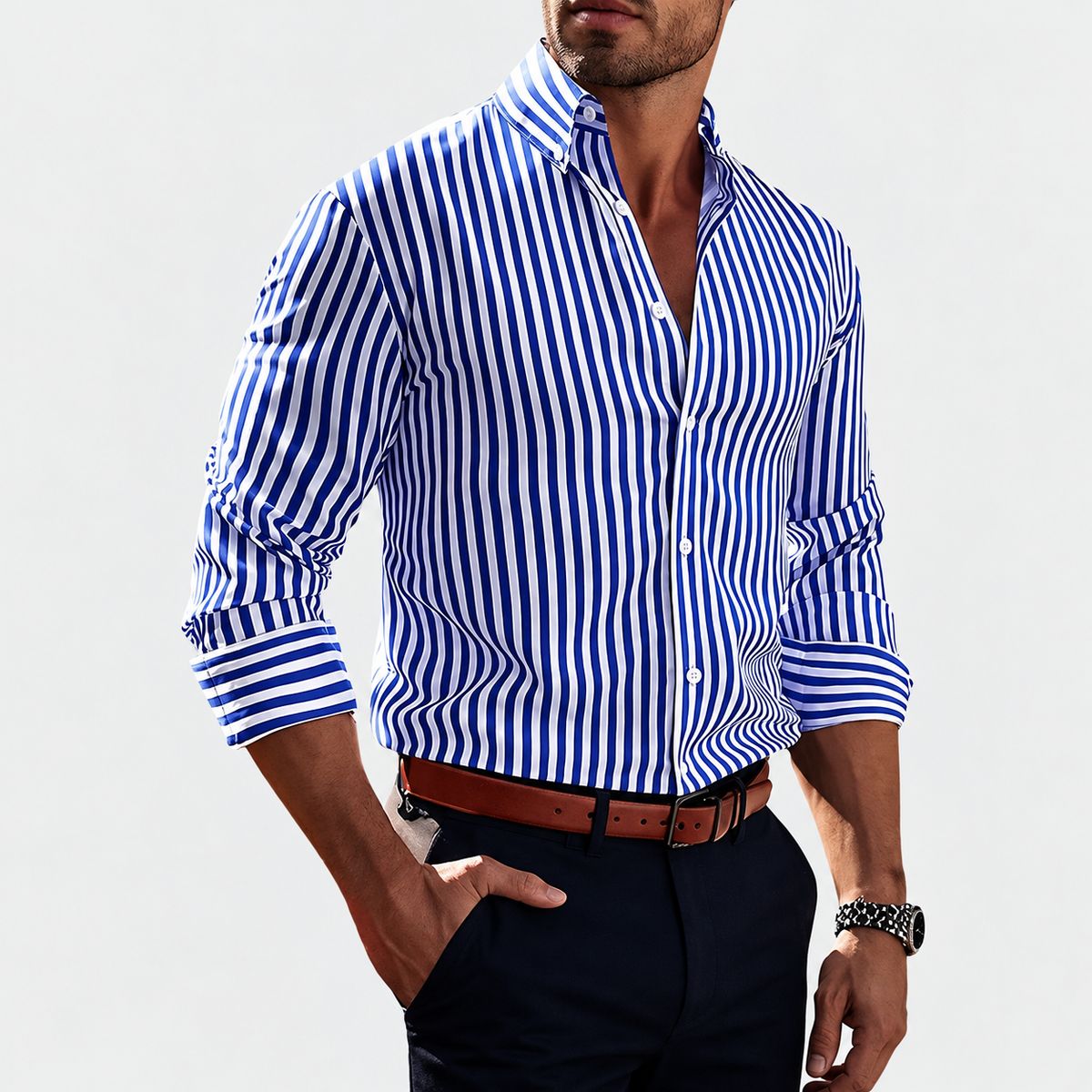Hassan - Camisa Clássica com Listras para Homens