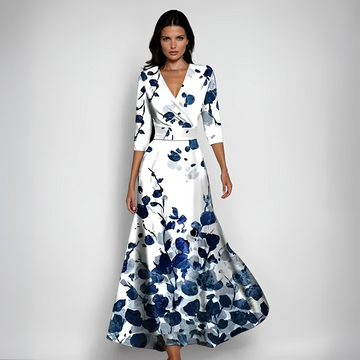 Delores - Vestido Longo com Estampa Floral e Mangas Longas