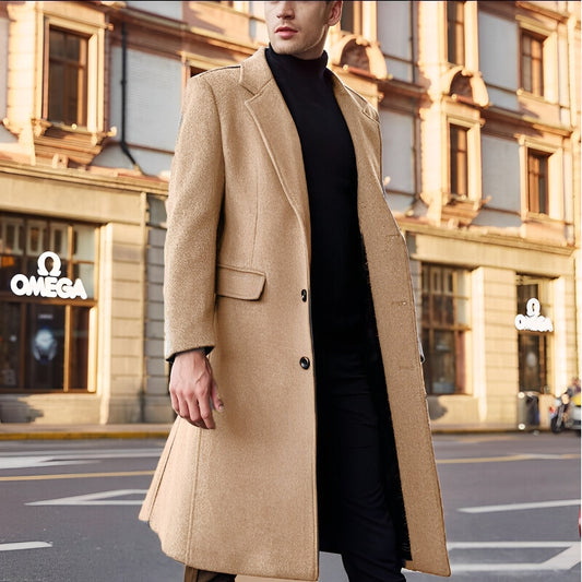 Nicholas - Elegant long wool overcoat for men