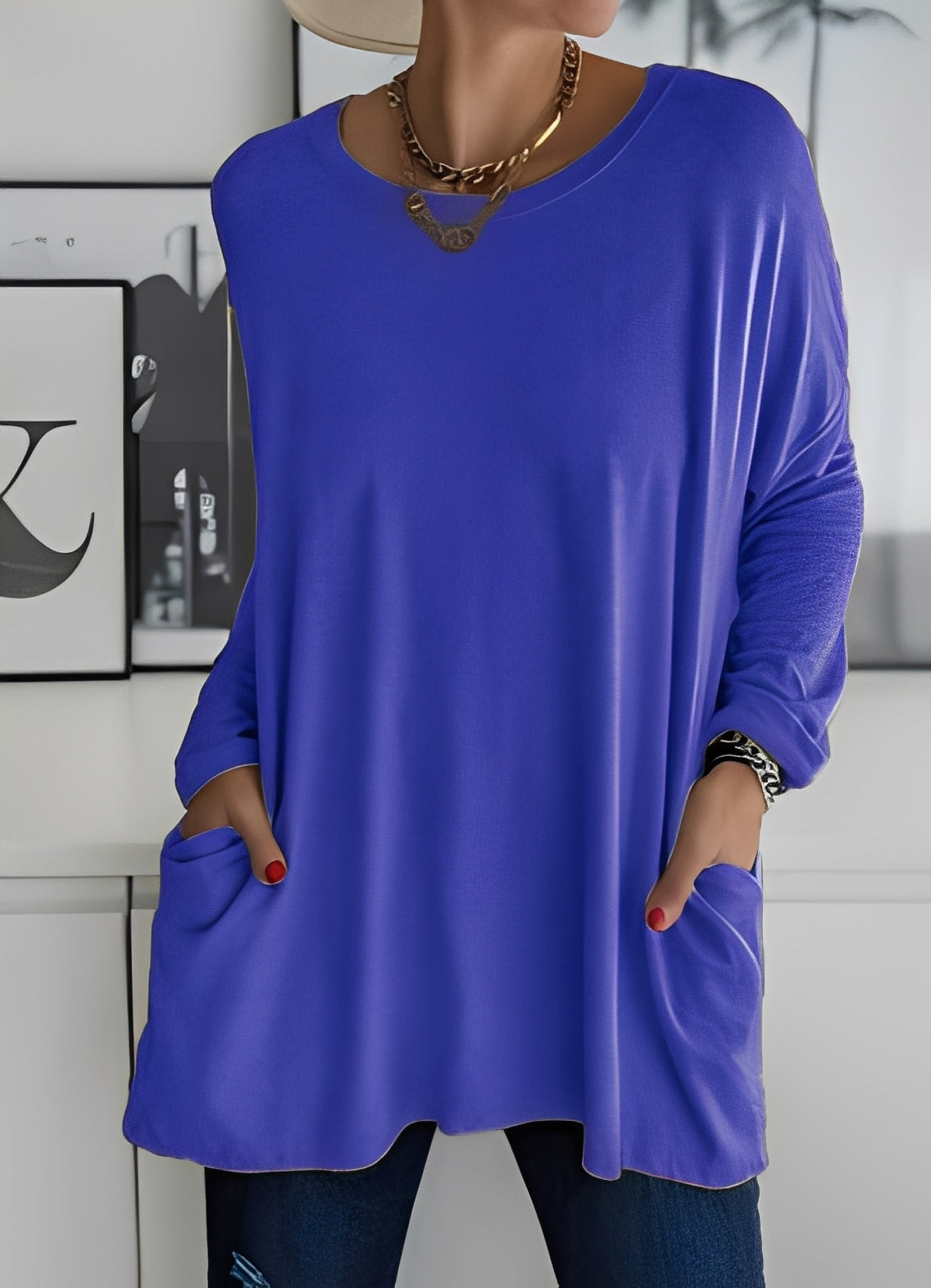 Shanene - Simples suéter solto para mulheres