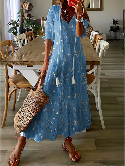 Domitille - Vestido elegante com decote em V solto para mulher