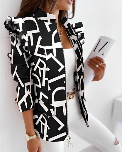 Amelia - Blazer com babados e zíper para mulheres