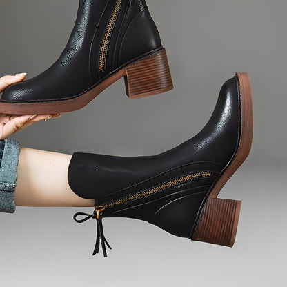 Pamella - Clássicos botas de couro até o tornozelo para mulheres