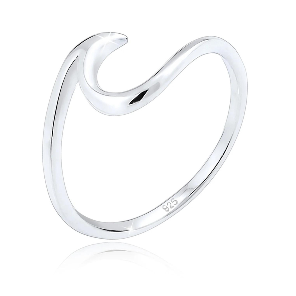 Bague minimaliste em forma de onda do mar - bague em prata em forma de onda