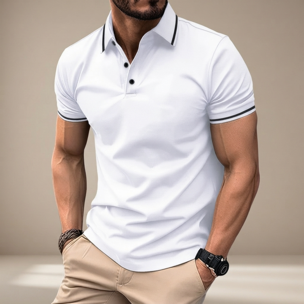 Elvan - Camisa Polo Casual com Meio Botão