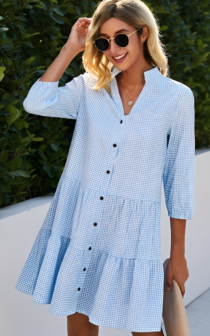 Nicole - Elegantes, kariertes, fließendes Kleid für Frauen