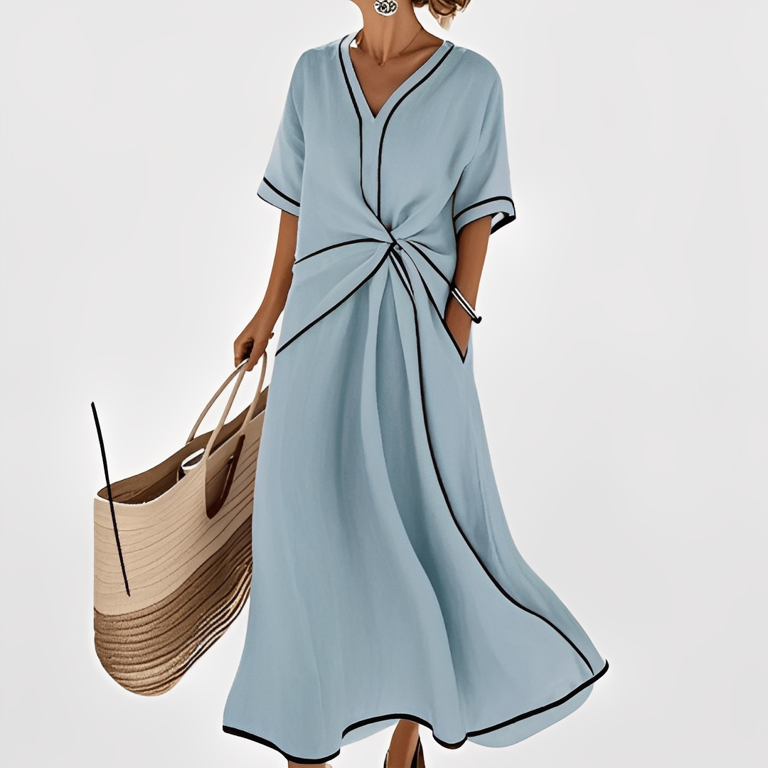 Thérèse – Vestido elegante listrado solto para mulheres