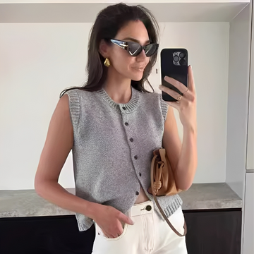 Vevian - Top Casual com Botões