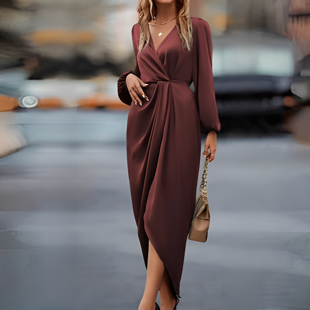 Camélian - Vestido elegante com mangas longas para mulheres