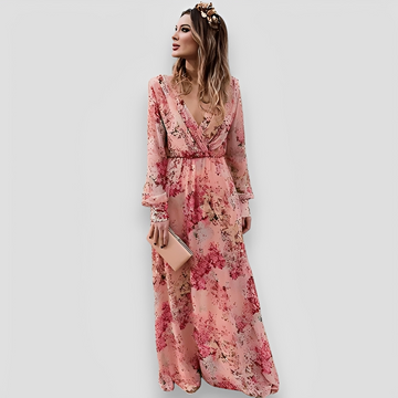 Elanisse - Vestido Longo Elegante com Decote em V