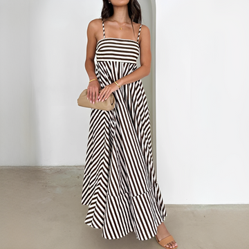 Lerra - Vestido Longo Listrado Plissado