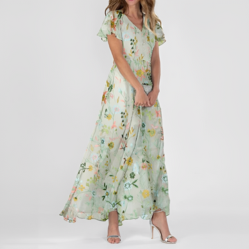 Lírio - Vestido floral maxi elegante