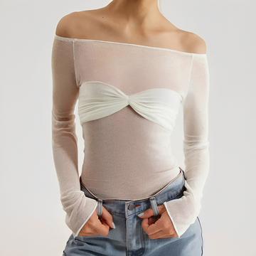 Shanelle - Camisa de Manga Comprida Ombro a Ombro