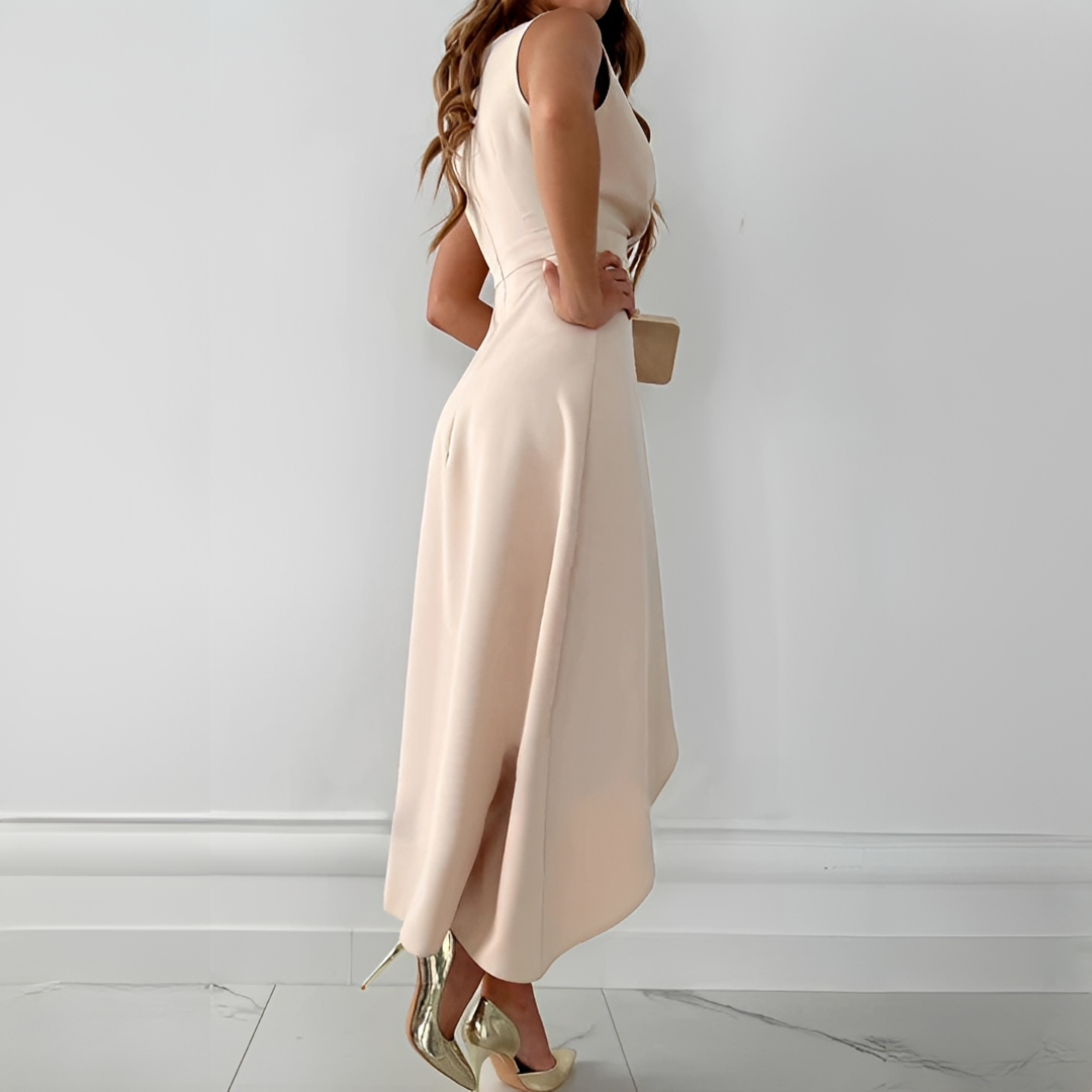 Vestido Envelope Feminino Sem Mangas – Vestido Elegante com Bainha Assimétrica para Festas & Verão
