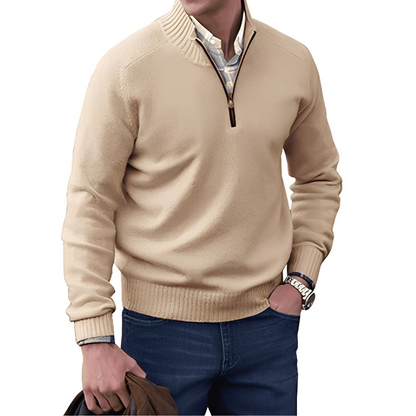 Khirvy - Elegant pullover with half zipper for man