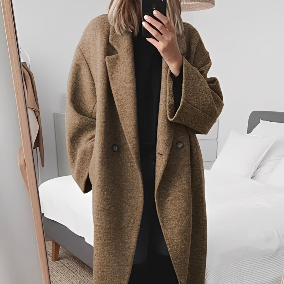 Marjolaine - Elegante casaco oversize abotoado para mulher