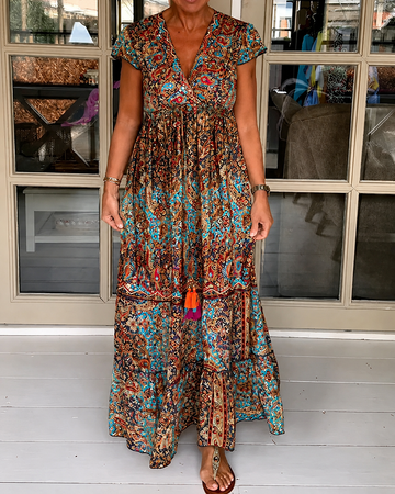 Calneshia - Vestido Maxi Elegante com Decote em V