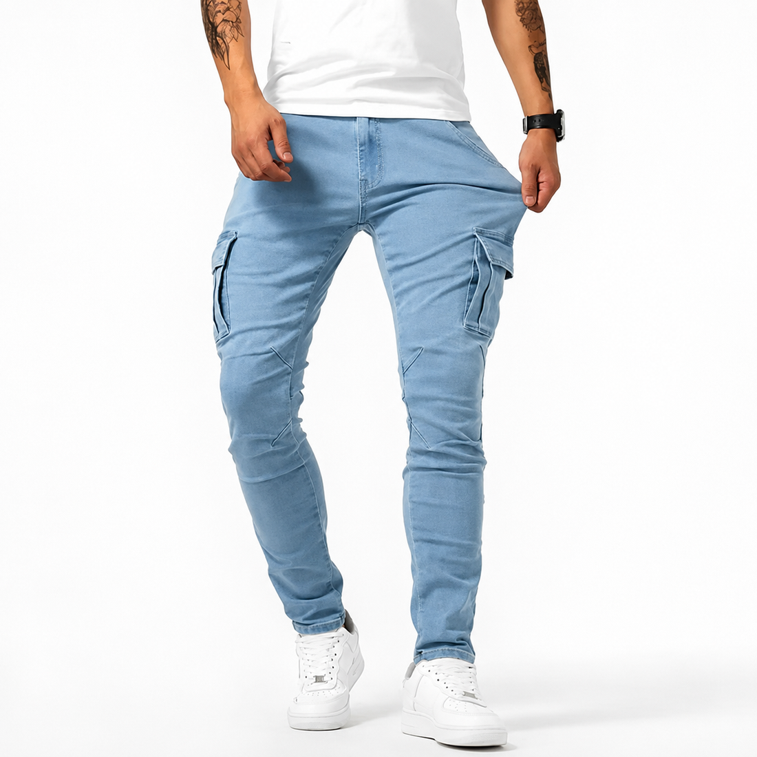 Zilton - Calças Cargo Slim-Fit Casuais
