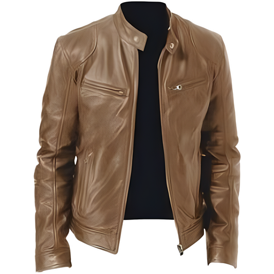 Crawford - Casual, fitted cut leather jacket for men