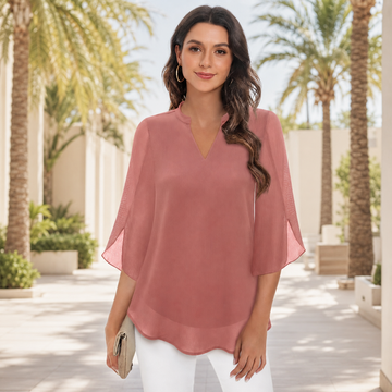 Arsine - Blusa Elegante de Caimento Solto com Decote em V