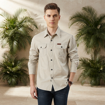 Hayden - Camisa Cargo de Manga Longa com Múltiplos Bolsos