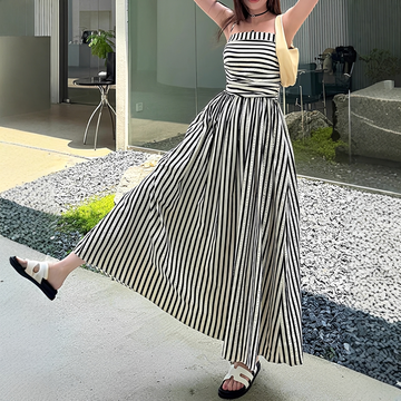 Cindy - Vestido Maxi Elegante com Listras