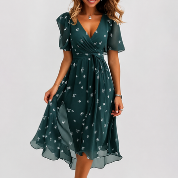 Luella - Vestido Midi Fluido com Decote em V