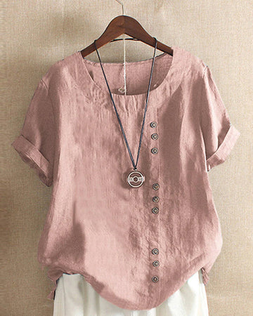 Julianny - Blusa simples com mangas curtas e gola redonda