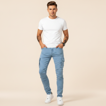 Zilton - Calças Cargo Slim-Fit Casuais