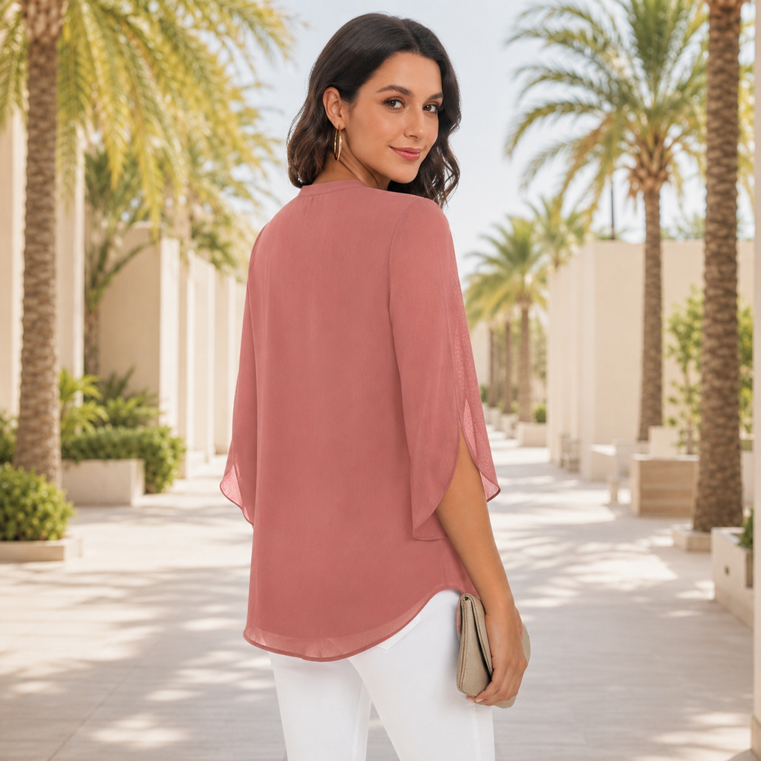 Arsine - Blusa Elegante de Caimento Solto com Decote em V