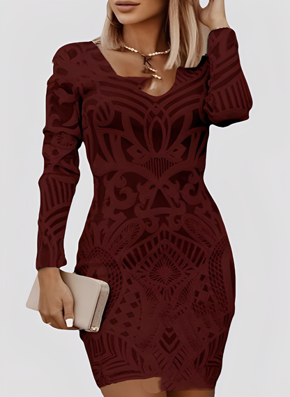 Caitlyn - Vestido elegante de manga longa ajustado para mulheres