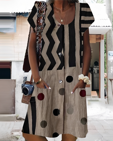 Melinda - Vestido Mini com Botões Estiloso