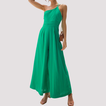 Carla - Macacão elegante de um ombro com perna larga para mulheres