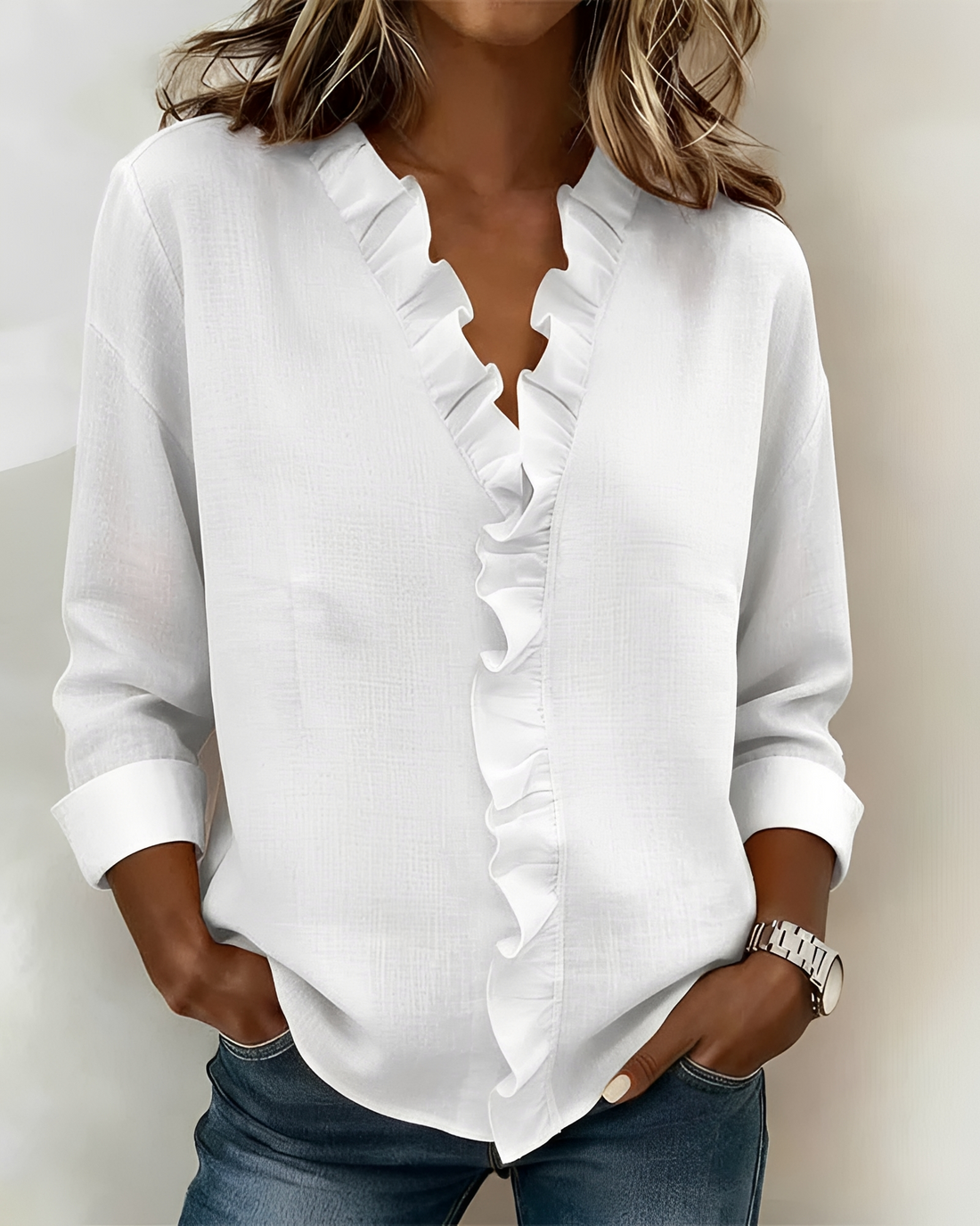 Marjorie - Blusa Elegante de Manga Longa