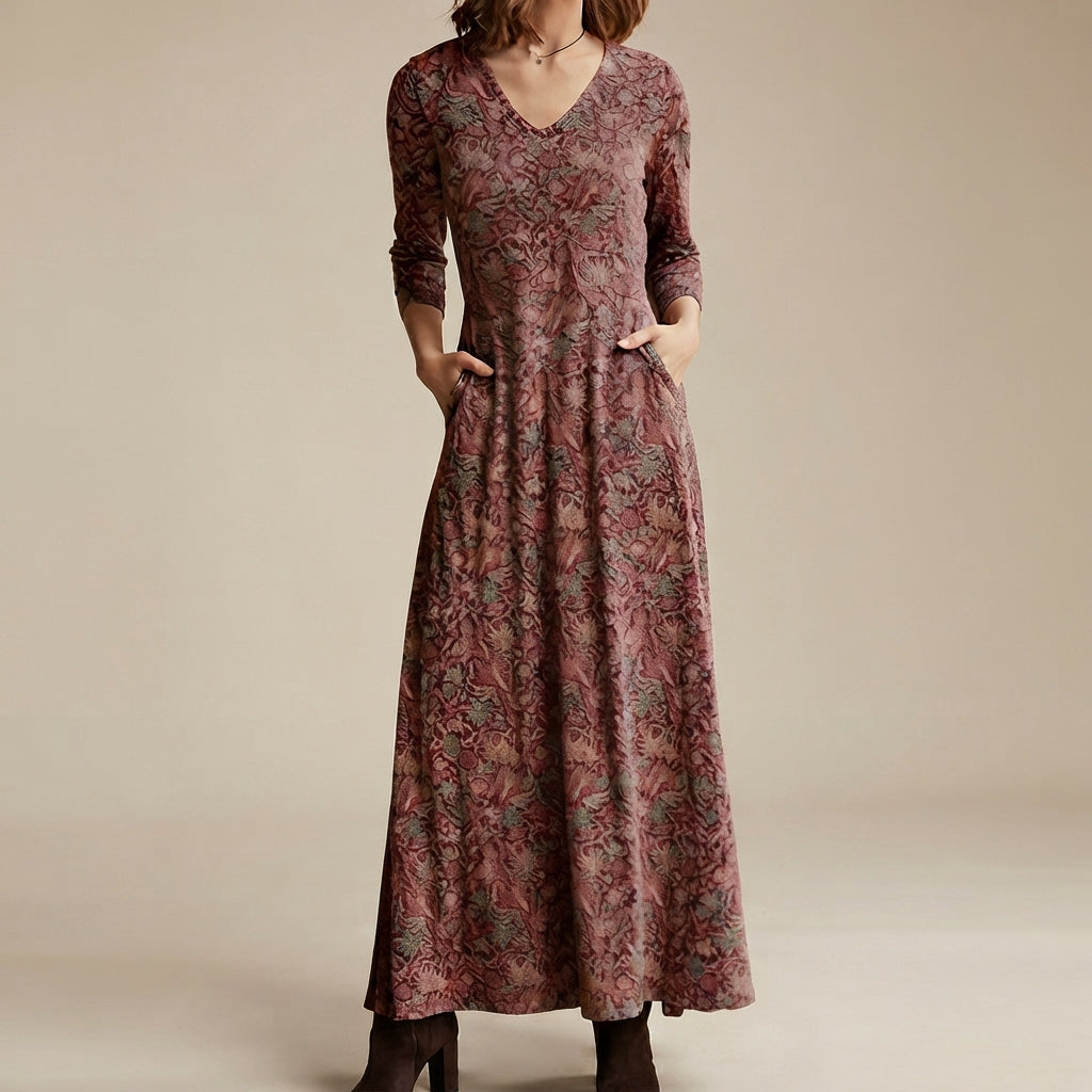 Adeline - Vestido vintage com mangas longas