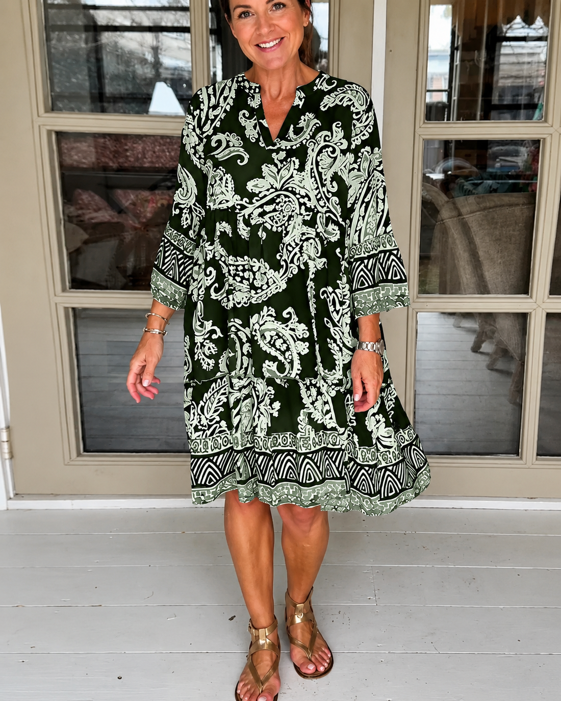 Mélanie - Vestido Midi Elegante com Decote em V