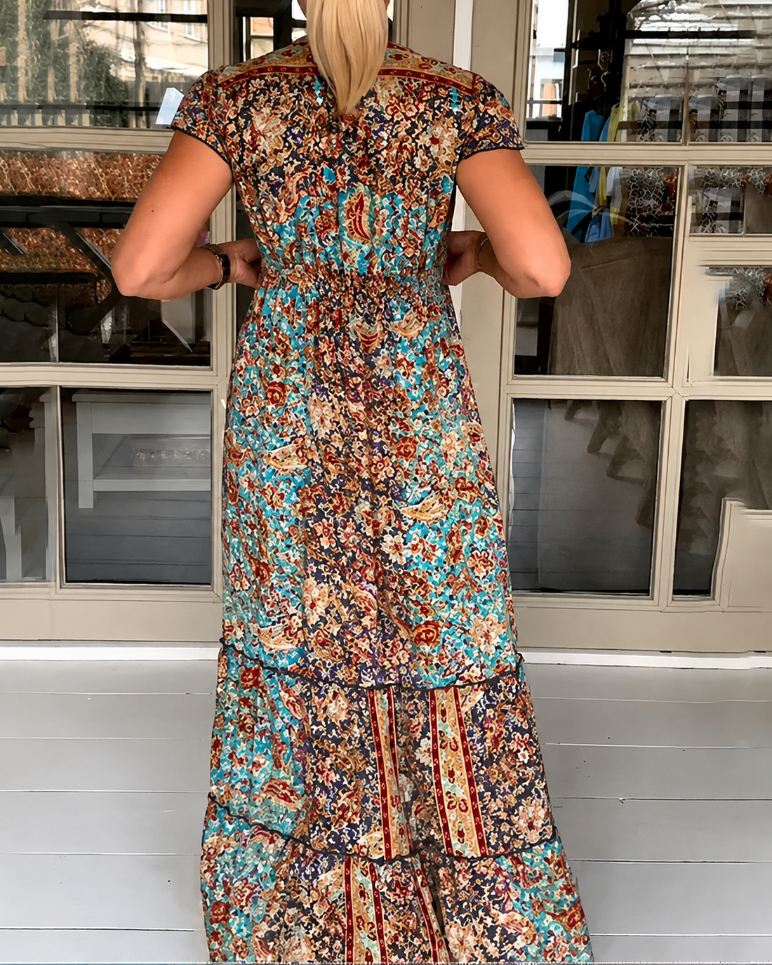 Calneshia - Vestido Maxi Elegante com Decote em V