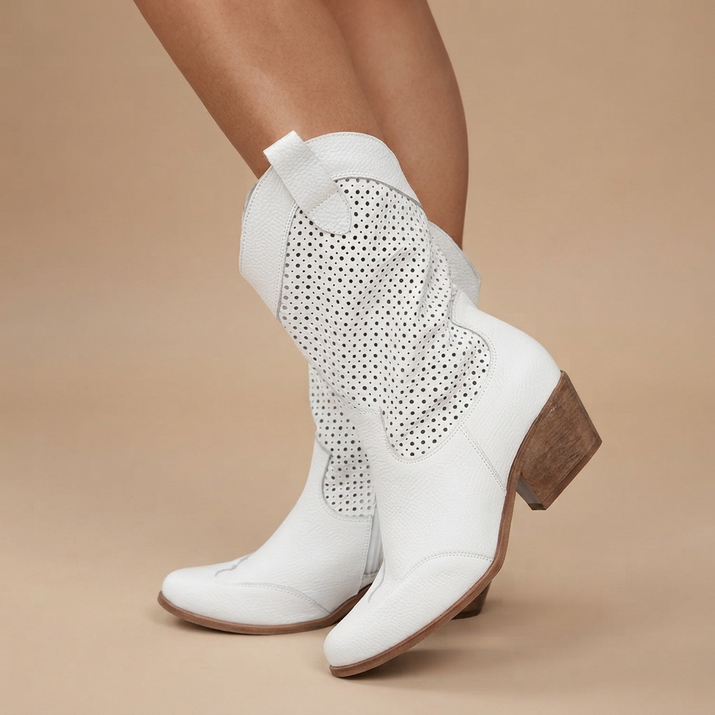 Jamie - Botas de Salto com Costuras Bordadas