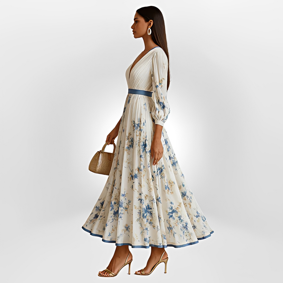 Klarise - Vestido Elegante com Decote em V Cruzado