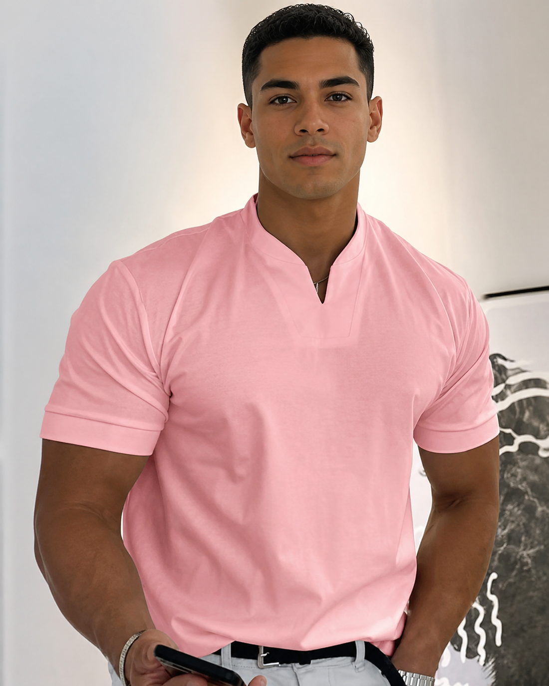 Cédric - Camiseta Casual com Decote em V