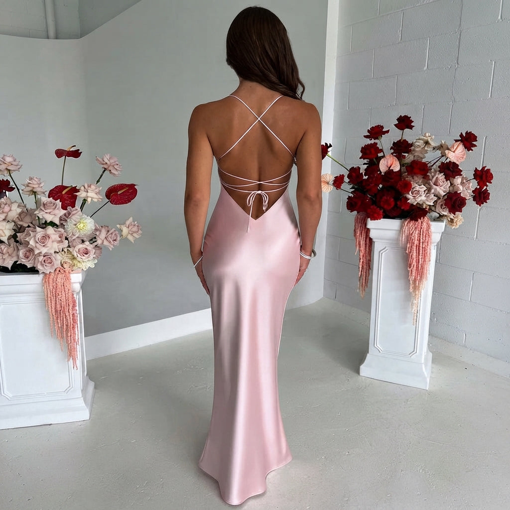 Melika - Vestido Maxi Ajustado e Brilhante